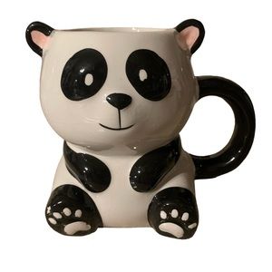 Ceramic Panda Bear Coffee Mug cup black and white